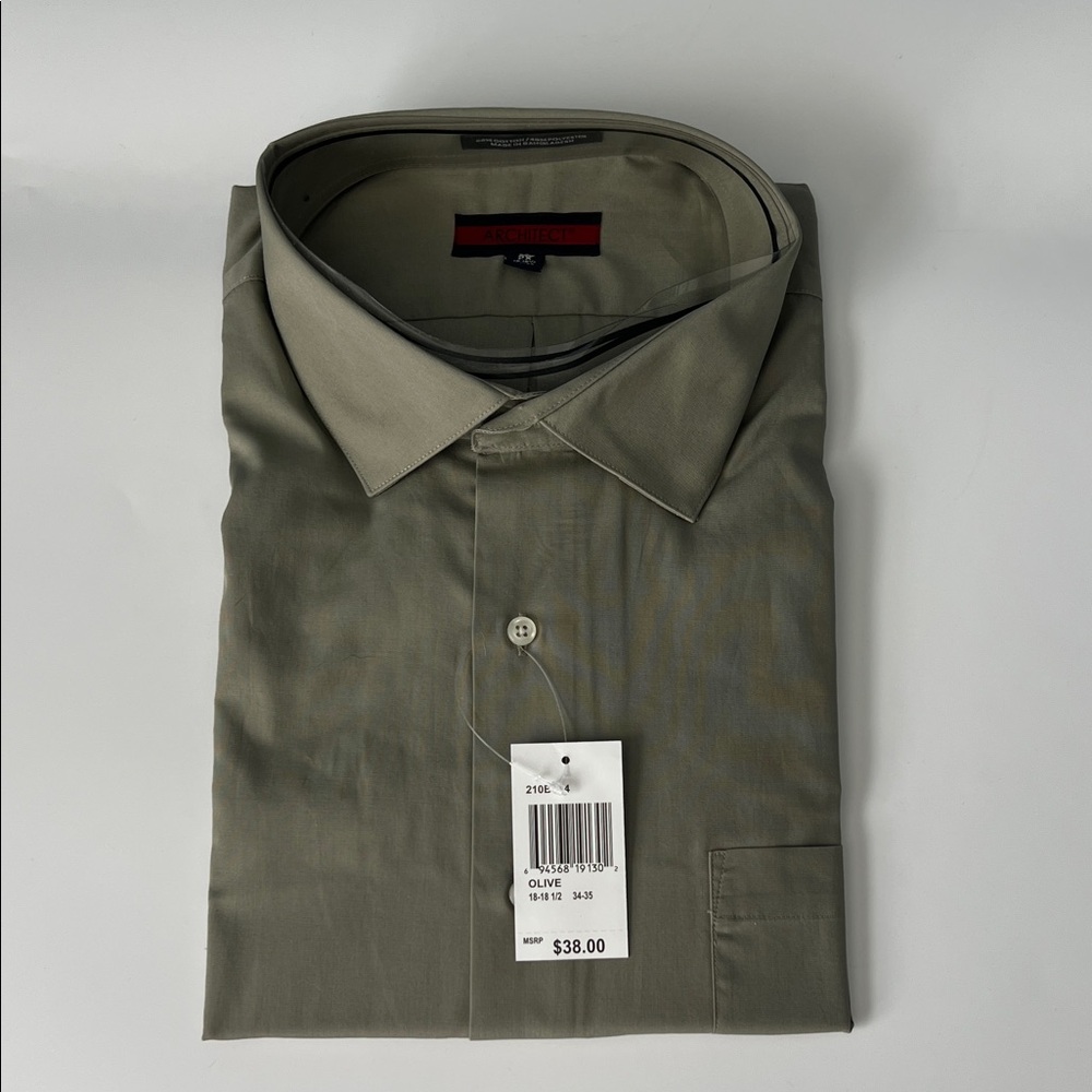 Architect Olive Men’s Dress Shirt 18-18 1/2 - 34/35 - NWT